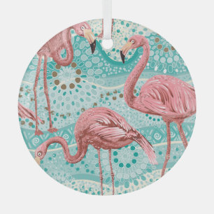 Adorno De Cristal Flamingo Tropical: Papel de fondo floral vintage
