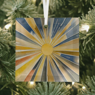 Adorno De Cristal Flare de Sunburst de color de agua