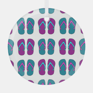 Adorno De Cristal Flip Flops: Vintage blanco brillante.