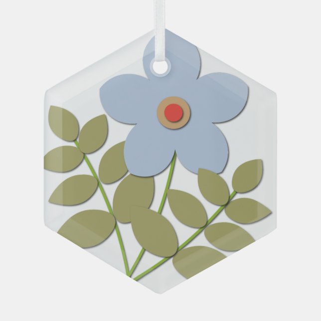 Adorno De Cristal Flor azul sencilla y linda (Anverso)