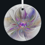 Adorno De Cristal Flor de arte fractal enérgica y colorida<br><div class="desc">Una flor de fantasía multicolor y potente,  un arte fractal floral único. Diseño para su adorno de vidrio circular y mucho más.</div>
