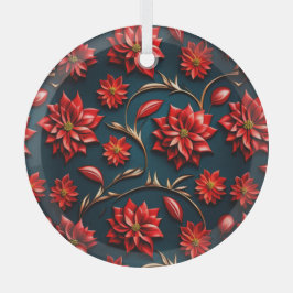 Adorno De Cristal Flor de Nochebuena Hermosa
