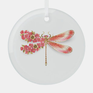 Adorno De Cristal Flor libélula con sakura de joyas