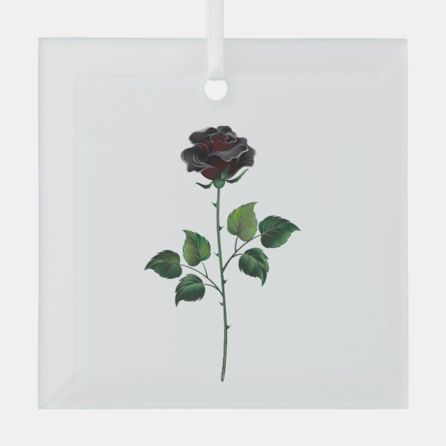Adorno De Cristal Flor rosa negra (Anverso)