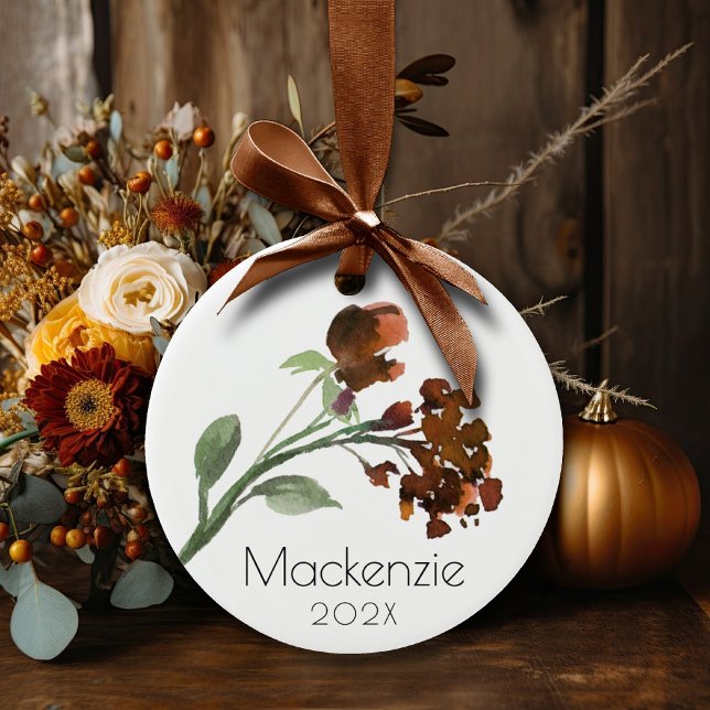 Adorno De Cristal Flor salvaje | Terracotta Naranja Personalizado Bo (Subido por el creador)