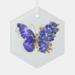 Adorno De Cristal Flor Sapphire Mariposa