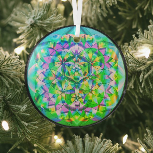 Adorno De Cristal Flor verde de vida (in situ)