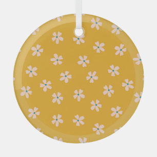 Adorno De Cristal Floral de mostaza: mezclador de la ditsia vintage