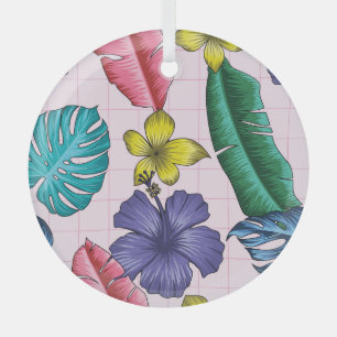 Adorno De Cristal Floral tropical: patrón de hojas sin soldadura
