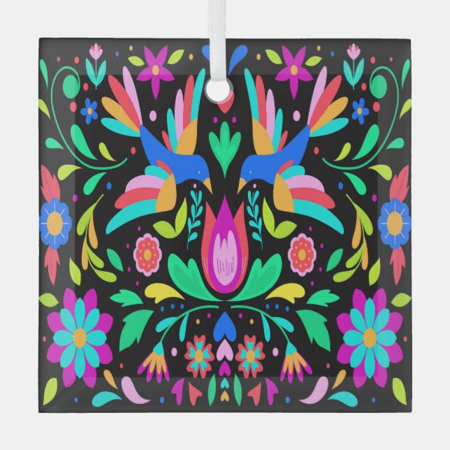 Adorno De Cristal Floral vibrante (Anverso)