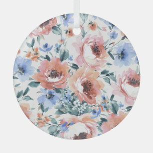 Adorno De Cristal Flores acuarelas, ilustracion sin costura.