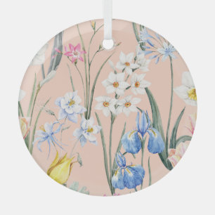Adorno De Cristal Flores acuáticas de primavera, tapicería retro.