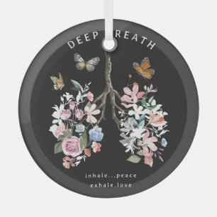 Adorno De Cristal Flores coloridas, mariposas, ilustracion pulmonar.