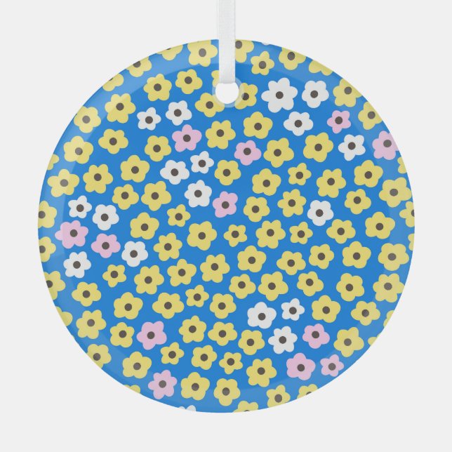 Adorno De Cristal Flores cortas: patrón personalizado sin costura. (Anverso)