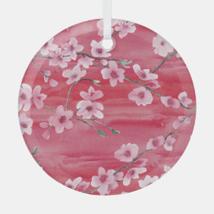 Adorno De Cristal Flores de cerezo, sin costura, patrón de acuarela.
