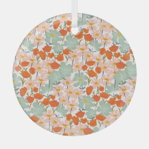 Adorno De Cristal Flores de jardín: rosa, naranja sin costuras