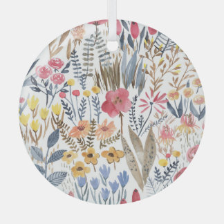 Adorno De Cristal Flores de manantial acuarela, vibrante y sin costu