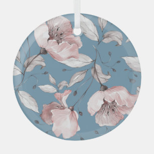Adorno De Cristal Flores de primavera, hojas, diseño sin fisuras