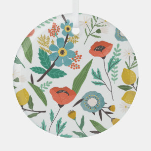 Adorno De Cristal Flores de primavera: patrón floral sin foco
