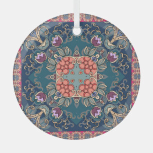 Adorno De Cristal Flores de tulipán de lino, marco floral ornamental