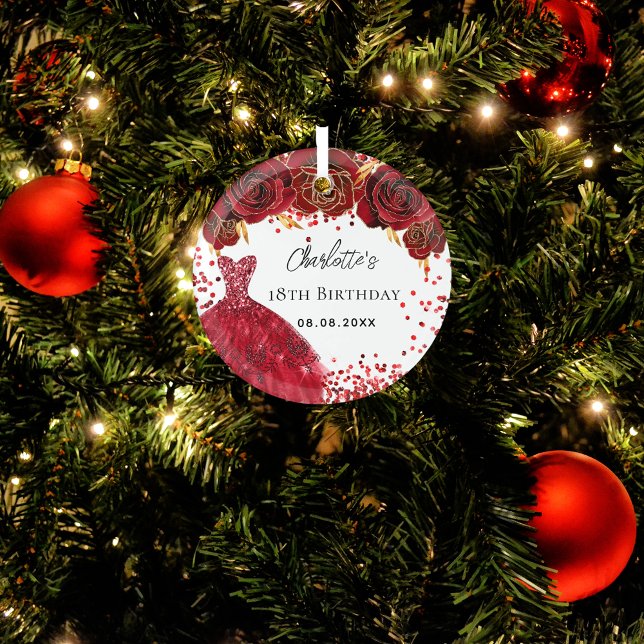 Adorno De Cristal Flores de vestido rojo de cumpleaños blancas (Subido por el creador)