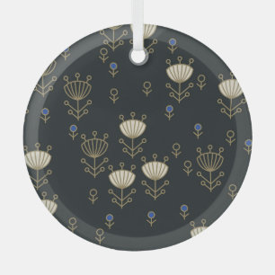 Adorno De Cristal Flores étnicas: diseño ornamental vintage