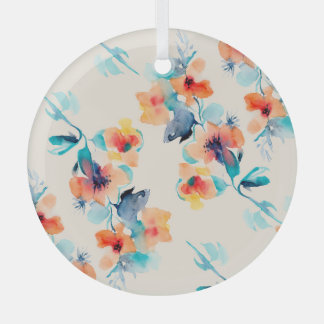 Adorno De Cristal Flores hibiscus: Patrón de Ilustracion acuarela