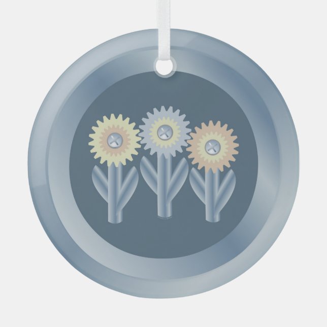 Adorno De Cristal Flores mecánicas (Anverso)