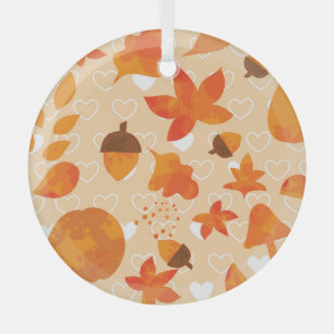 Adorno De Cristal Flores naranjas: Patrón Doodle de mano.