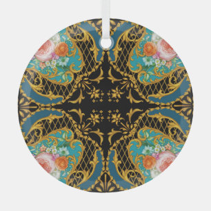 Adorno De Cristal Flores Naranjas rosas: composición cuadrada