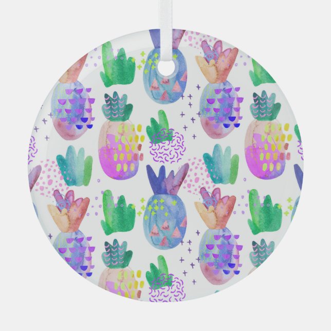 Adorno De Cristal Flores otoñales pintadas a mano, patrón sin fisura (Anverso)