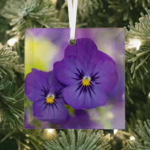 Adorno De Cristal Flores Pansies morados