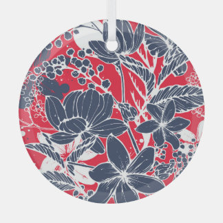 Adorno De Cristal Flores Vintage dibujadas a mano, patrón elegante.