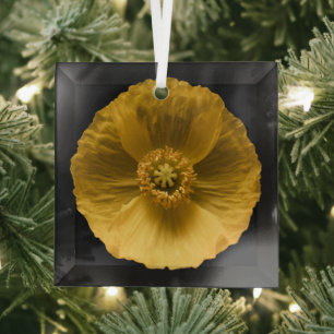 Adorno De Cristal Flowers Yellow Poppy