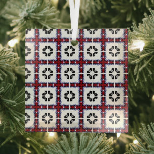 Adorno De Cristal Fluffy Squares Floral