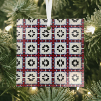 Adorno De Cristal Fluffy Squares Floral