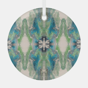 Adorno De Cristal Fluido Artístico Abstracto en Aqua y Verde