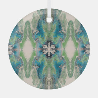 Adorno De Cristal Fluido Artístico Abstracto en Aqua y Verde