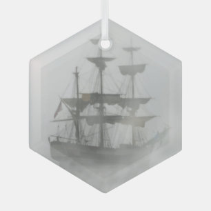 Adorno De Cristal Foggy Pirate Ship Sailing Sailor Océano