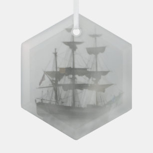 Adorno De Cristal Foggy Pirate Ship Sailing Sailor Océano