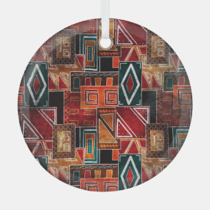 Adorno De Cristal Folk nativo, fondo ornamental gris.