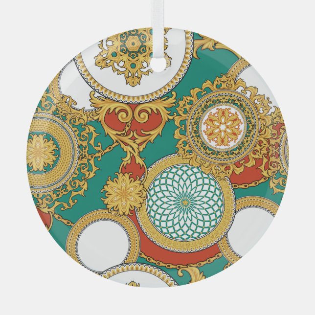 Adorno De Cristal Fondo árabe elegante dorado (Anverso)