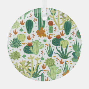 Adorno De Cristal Fondo Blanco Cacti: Gráficos Vintage.