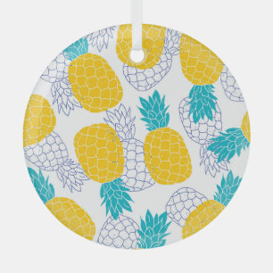 Adorno De Cristal Fondo blanco de piña, patrón sin fisuras.