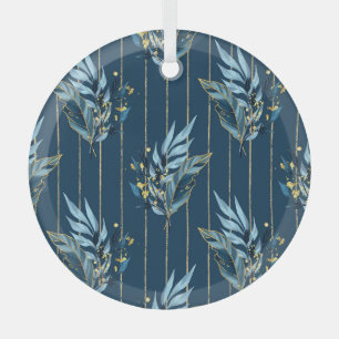 Adorno De Cristal Fondo de ajuste transparente de hojas azules