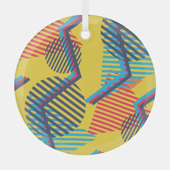 Adorno De Cristal Fondo de arte pop, textura geométrica abstracta. (Anverso)