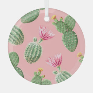 Adorno De Cristal Fondo de luz de cactus de flores rosadas