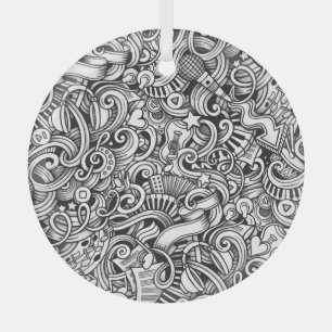 Adorno De Cristal Fondo de Vintage de Doodles de Música