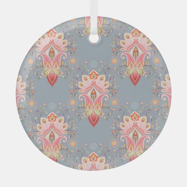 Adorno De Cristal Fondo del Feather Peacock Oriental (Anverso)