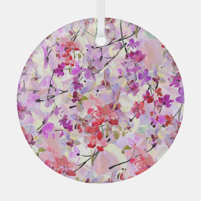 Adorno De Cristal Fondo Orquídea-Sakura (Anverso)